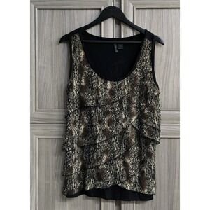 Options Petite Womens Top Sz 12/14 Layered Front Floral